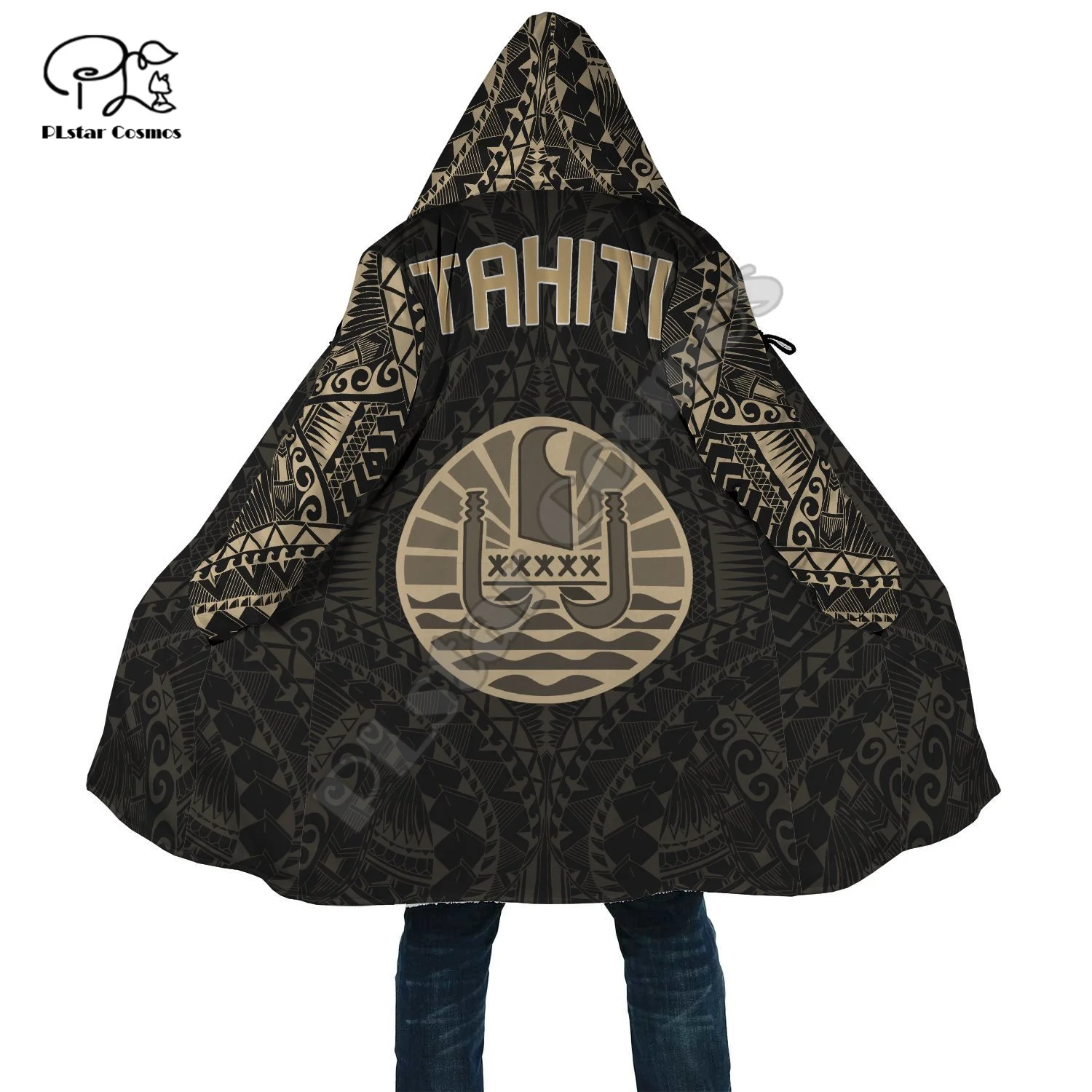 NewFashion Tahiti Narur Tonga Polynesia Tribal Culture Retro Tattoo Men/Women 3DPrint Streetwear Winter Coat Fleece Hood Cloak 1