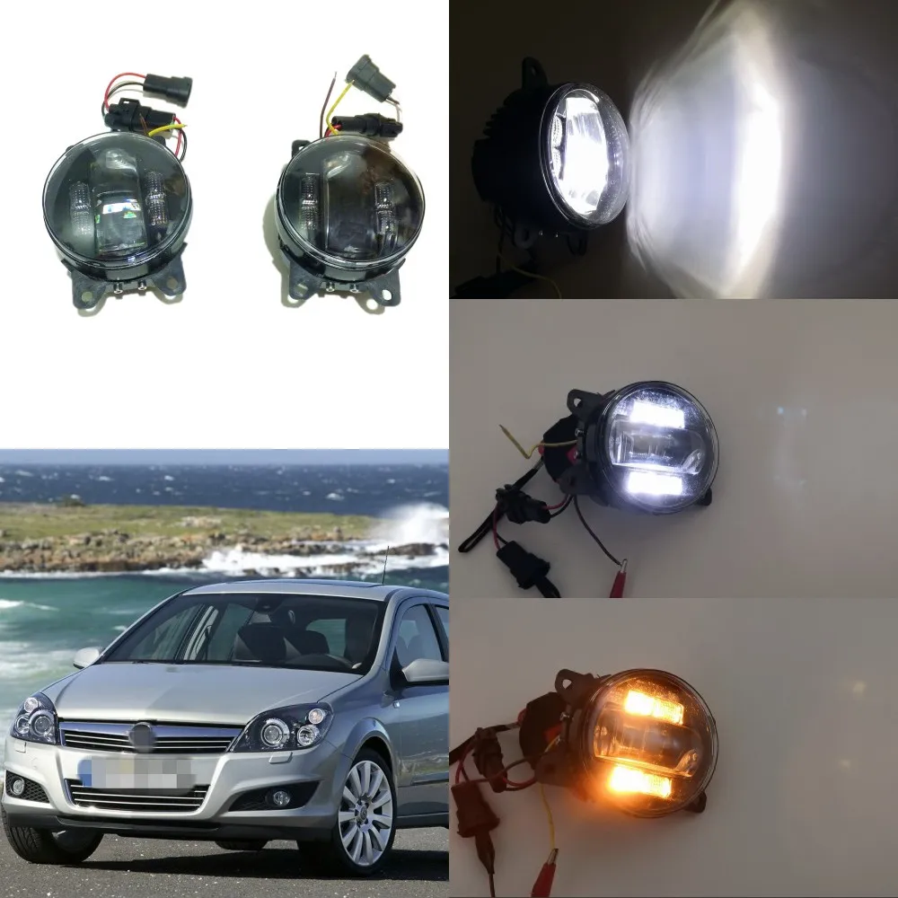 

July King 6000k 3000LM LED Fog Lamp Case for Opel Astra H 2004-2009,20W Lens Fog Lamp + 6W DRL+ 4W Yellow Turn Signals