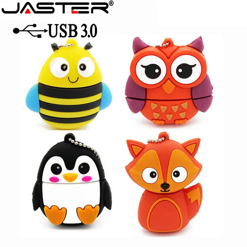 

JASTER USB 3.0 HOT penguin owl fox pen drive cartoon usb flash drive pendrive 4GB 16GB 32GB 64GB U disk animal memory stick gift