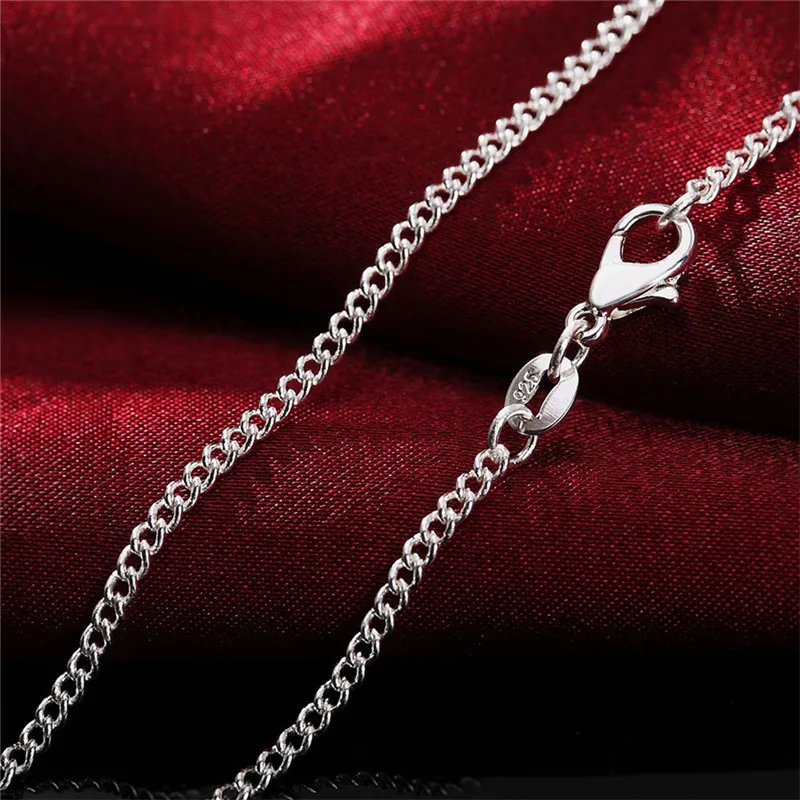 925 Sterling Silver 2mm 16/18/20/22/24/26/28/30 Inch Side Chain Necklace For Women Man Fashion Wedding Charm Jewelry Party Gifts