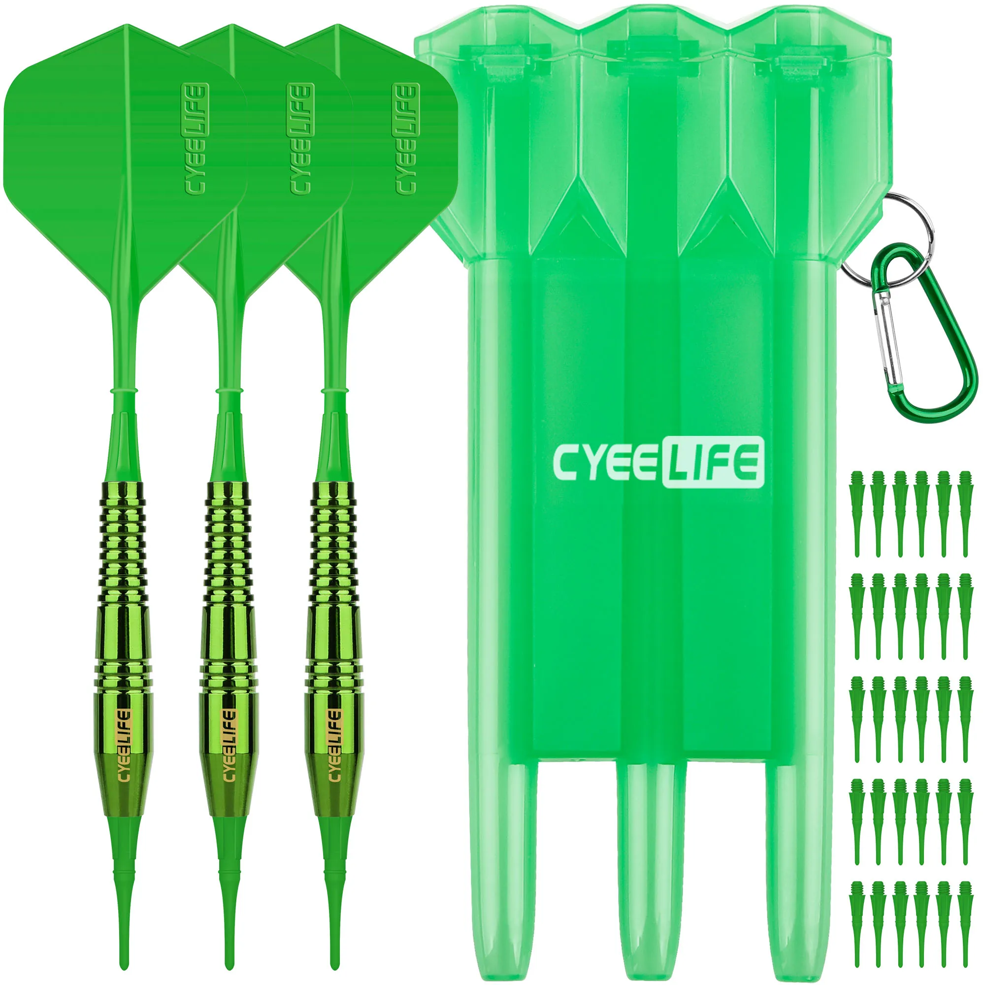 

CyeeLife Soft Darts 18g Brass With Carry Case and Extra Points & Flights,Professional Electronic Plastic Tip Dart Set