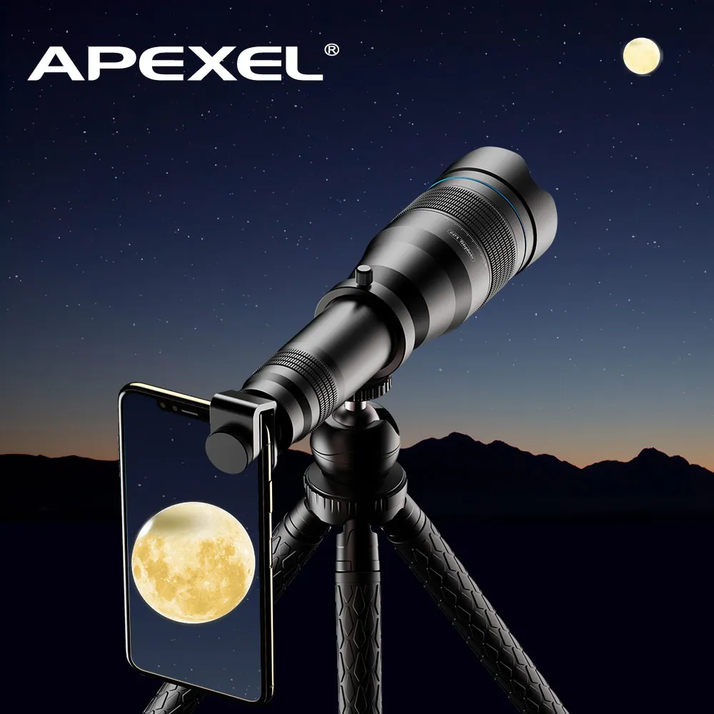 APEXEL 60X téléphone portable télescope monoculaire lentille zoom astronomique trépied extensible pour iPhone Samsung tous les Smartphones