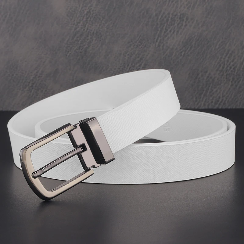 High quality pin buckle white 2.8cm belts men luxury genuine leather fashion Waistband for male casual cowhide Waist Strap