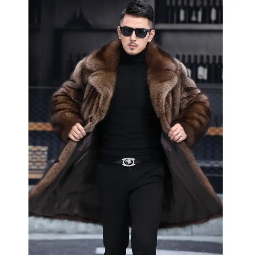 2021 Winter Mens Faux Fur Designer Jackets Warm Windbreaker Long Wool Blends Outerwears Coats Black Brown Thicken Coat M-4XL