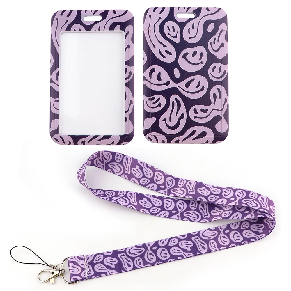 

LX970 Vintage Trippy Face Lanyard for Car Keychains Business Credit Card Holder Key Ring Badge Holder Mobile Phone Straps Gift