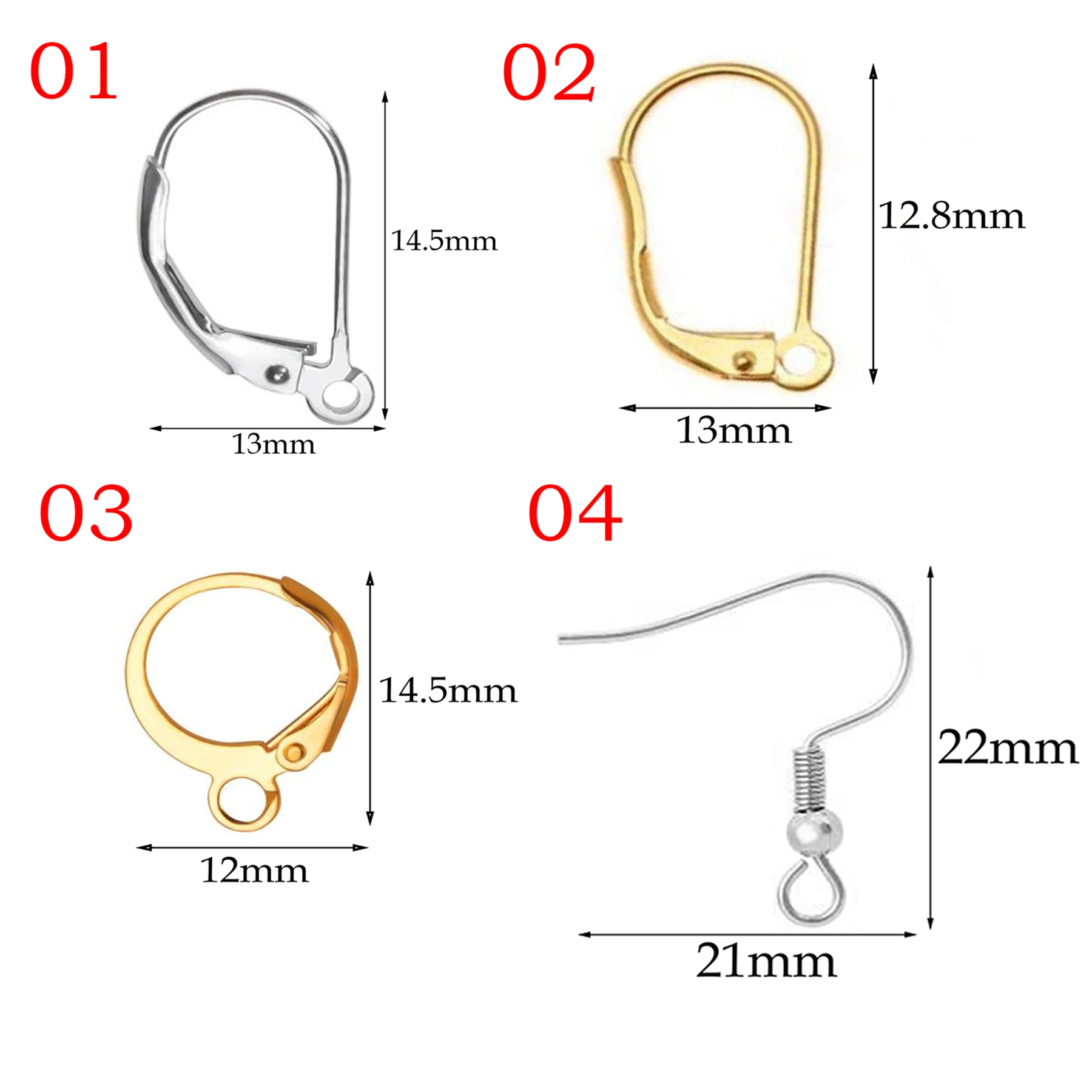 20Pcs/Lot Stainless Steel French Earring Clasps Hooks Men Women DIY Components For Ear Jewelry Making Findings Not Allergic