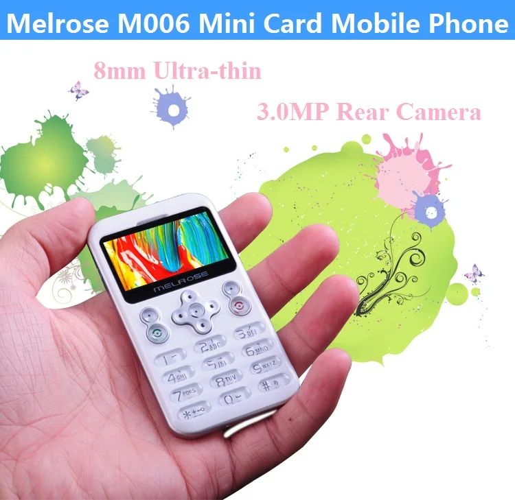 Original MELROSE M006 Ultra-thin Mini Card Mobile Phone 1.7inch Bluetooth 3.0MP Camera Super Slim Student Small Size CellPhone