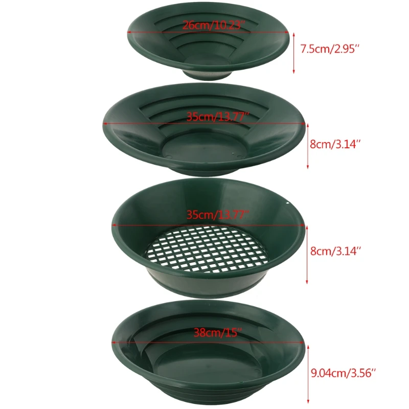 4 pcs Plastic Green Color Gold Pan Used for Mining and Sieving Pan Suitable for Gold Filtering in Rivers and Waters