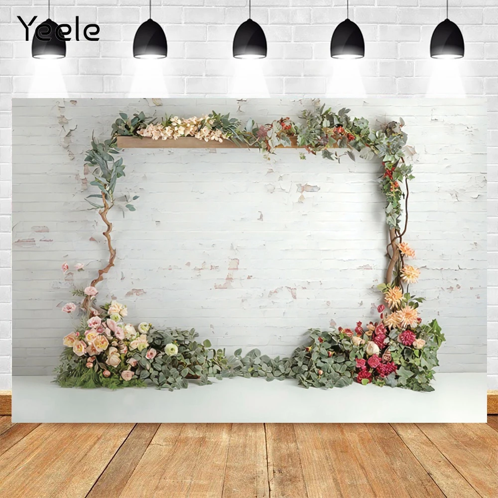 

Yeele Brick Wall Flower Baby Room Interior Wedding Backdrop Vinyl Photography Background Photocall Photo Studio Photophone Props