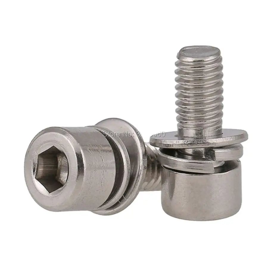 

M8 Stainless Steel 304 Socket Head Cap Sem Screw With Spring Flat Washers Assembed 50pcs/lot