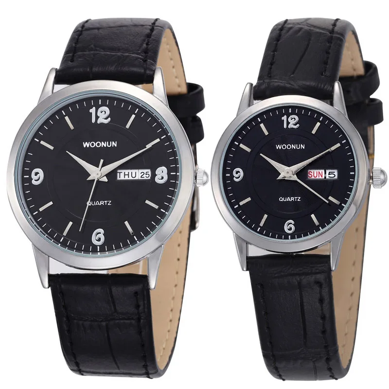 Woonon – montre à Quartz pour Couple, pour hommes et femmes, décontractée, marque de luxe, bracelet en cuir, Date, cadeau, nouvelle collection 2023