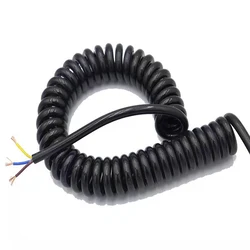 Spring spiral wire cable 3 core 14AWG 17AWG 18 20AWG 2.5m 5m 7.5m black power cord expandable wire 0.5/1.0/2.0 square millimeter