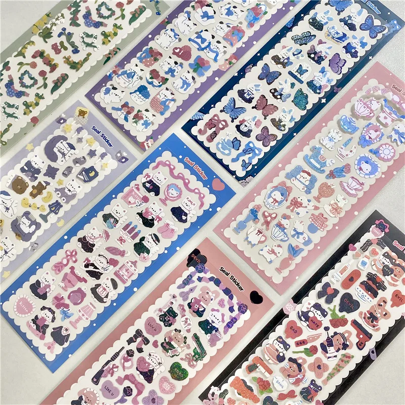 SKYSONIC BOBO 6 New 2/6/7/8/9pcs Full Set Series Decorative Stickers Kawaii Kpop Idol Card Album Sticker Korean Stationery