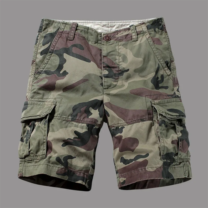 Outdoor Multi-Pocket Hiking Shorts for Men, Durable, Breathable, No Waistband