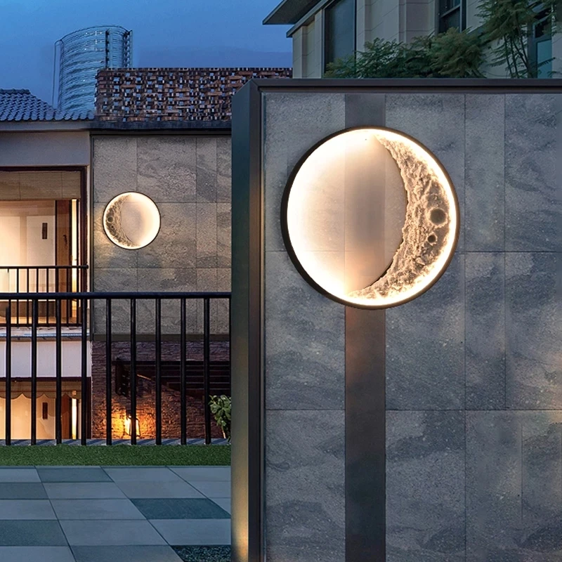 LED Outdoor Waterproof Wall Lamp Landscape IP65 Moon Aluminum Wall Sconces Porch Exterior Wall Light Garden Deco Lamp Villa