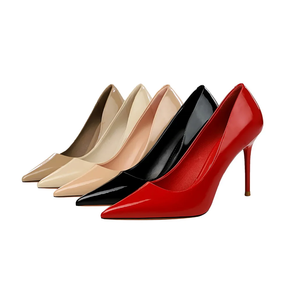 2020 New Spring Women Pumps 9.5cm High Thin Heel Pointed Toe Shallow Sexy Office Ladies Women Shoes Red Female High Heels Pumps