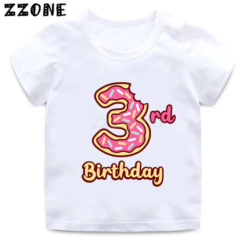 Donuts My 1 2 3 4 5 6 7 8th Years Birthday Girls T-shirts Customize Name Kids Clothes Baby Children T shirt Gift Present,HKP2611