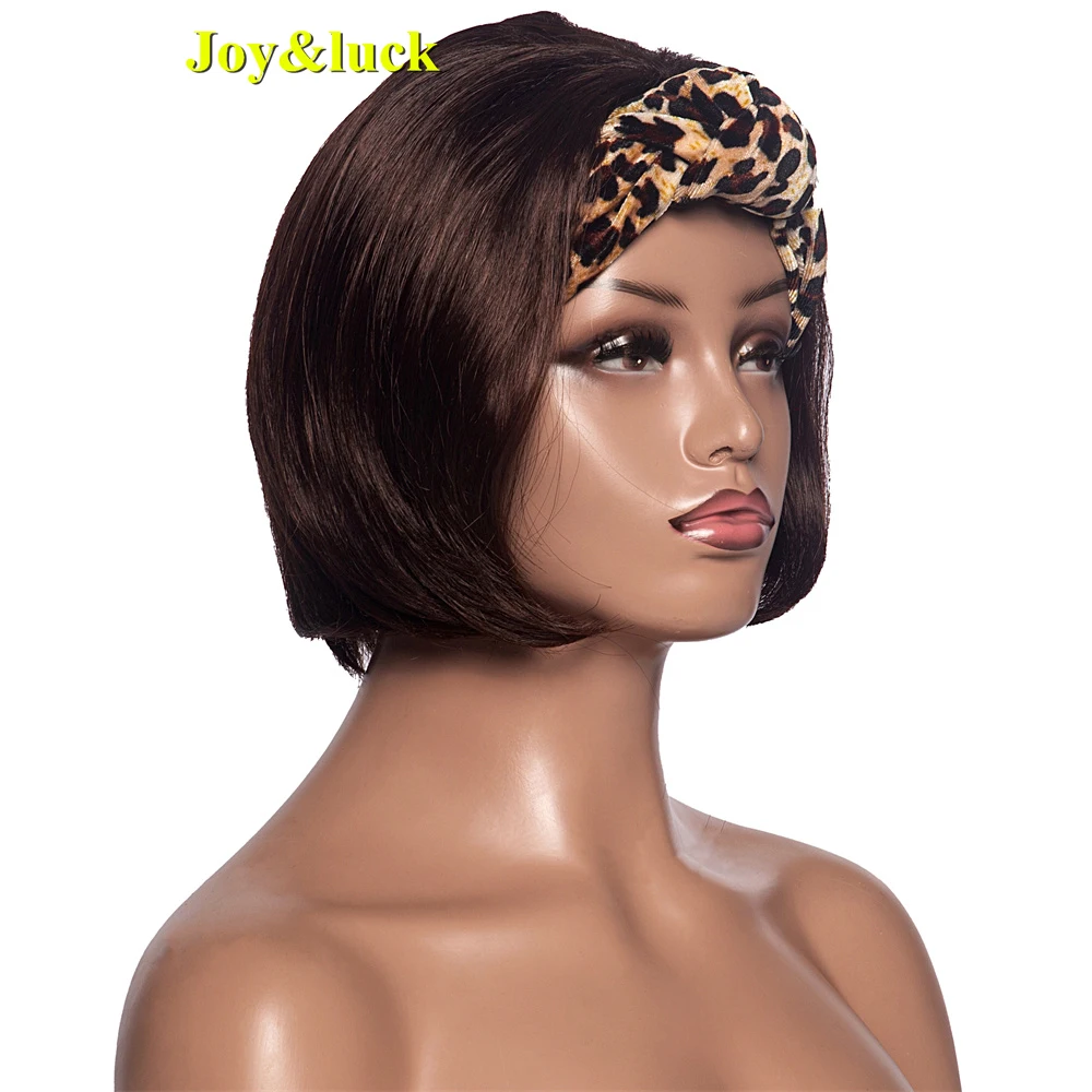 Synthetic Hair Headband Wig Short Bob Silky Straight Dark Root Burgundy Color Black Flat Headband Wigs For Women Daily Use