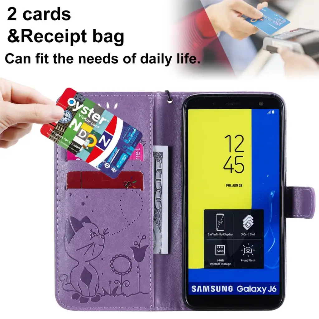 Cell Covers For funda Samsung J6 2018 Fashion Phone Pouch Galaxy J6 2018 accesorios Case PU Leather Flip Shell Luxury Samsumg