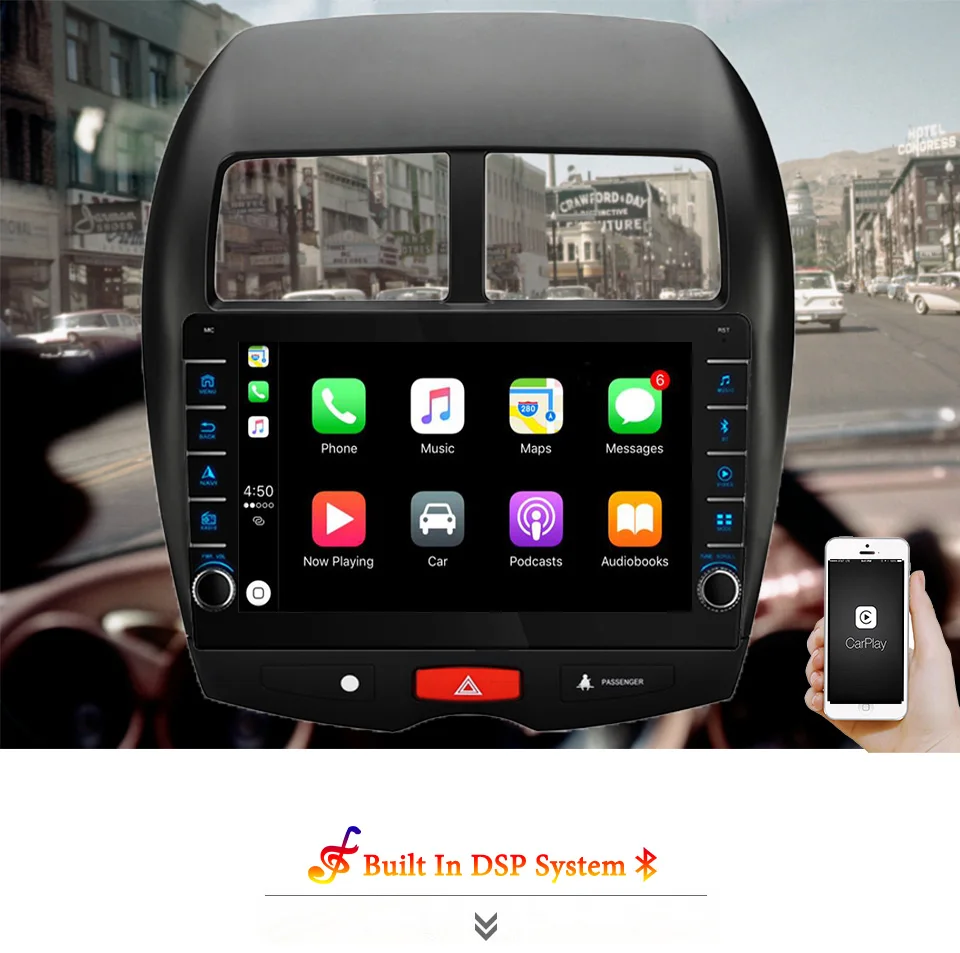 Radio para Auto Android 14 para Mitsubishi ASX 2010 2011 2013 2015 2016, Video, Audio, A/V, HU, GPS, Navegador, DVD, Cassette, Carplay, 4G Lte, RDS, DSP