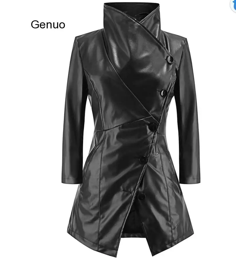 Women's Autumn Gothic Black Faux Leather Jacket Coat 2020 Fashion Winter Outerwear  Spring Windbreaker Clothes 4Xl