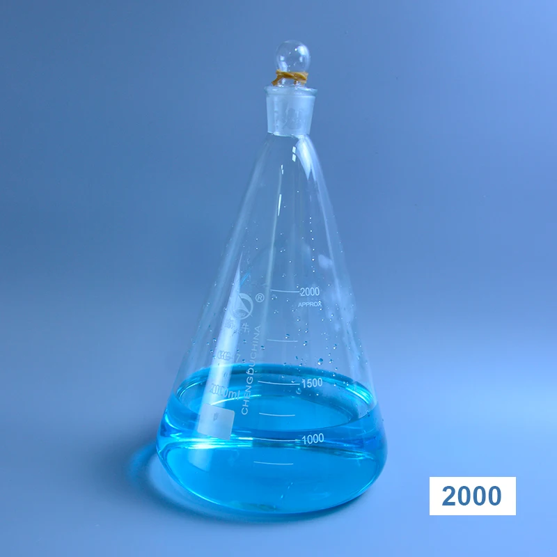 

DXY 2000ml Glass conical flask with cap Glass Erlenmeyer Flask glass for laboratory triangle flask Boro 3.3 glass