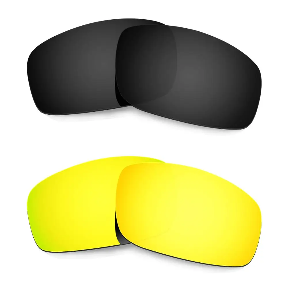 Hkuco For Monster Pup Sunglasses Polarized Replacement Lenses 2 Pairs - Black&Gold