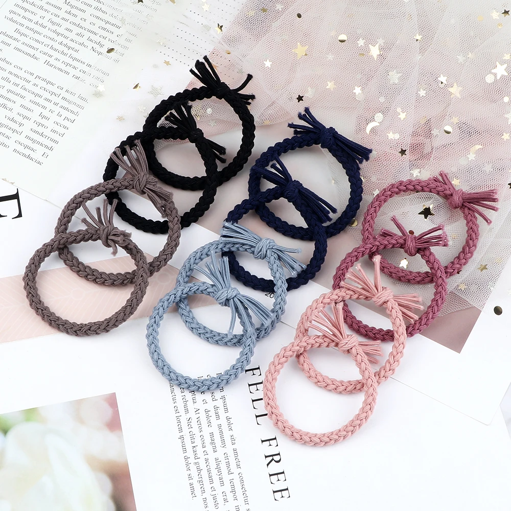 6pcs/pack Cute Braid Twist Elastic Hair Band for Women Girls Ponytail Holder Bow Scrunchie Hair Ties Rubber Headband Accessories