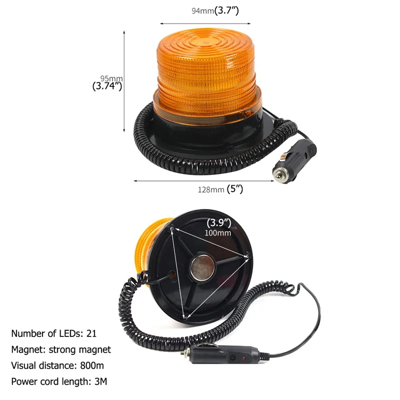 OURFENG LED Car Indicator Lights 12V To 60V Warning Bus Magnetic Flashing Signal light