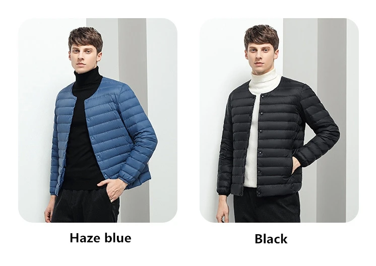 Men's Liner Duck Down Jacket O-neck Variable V-neck 2023 New Men Winter Keep Warm Collarless Ultralight Quilted Puffer Coat