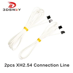3DSWAY 2pcs/lot 3D Printer Parts XH2.54 2PIN Connection Line White High Temperature Resistant Flexible Wire 1M 2meter