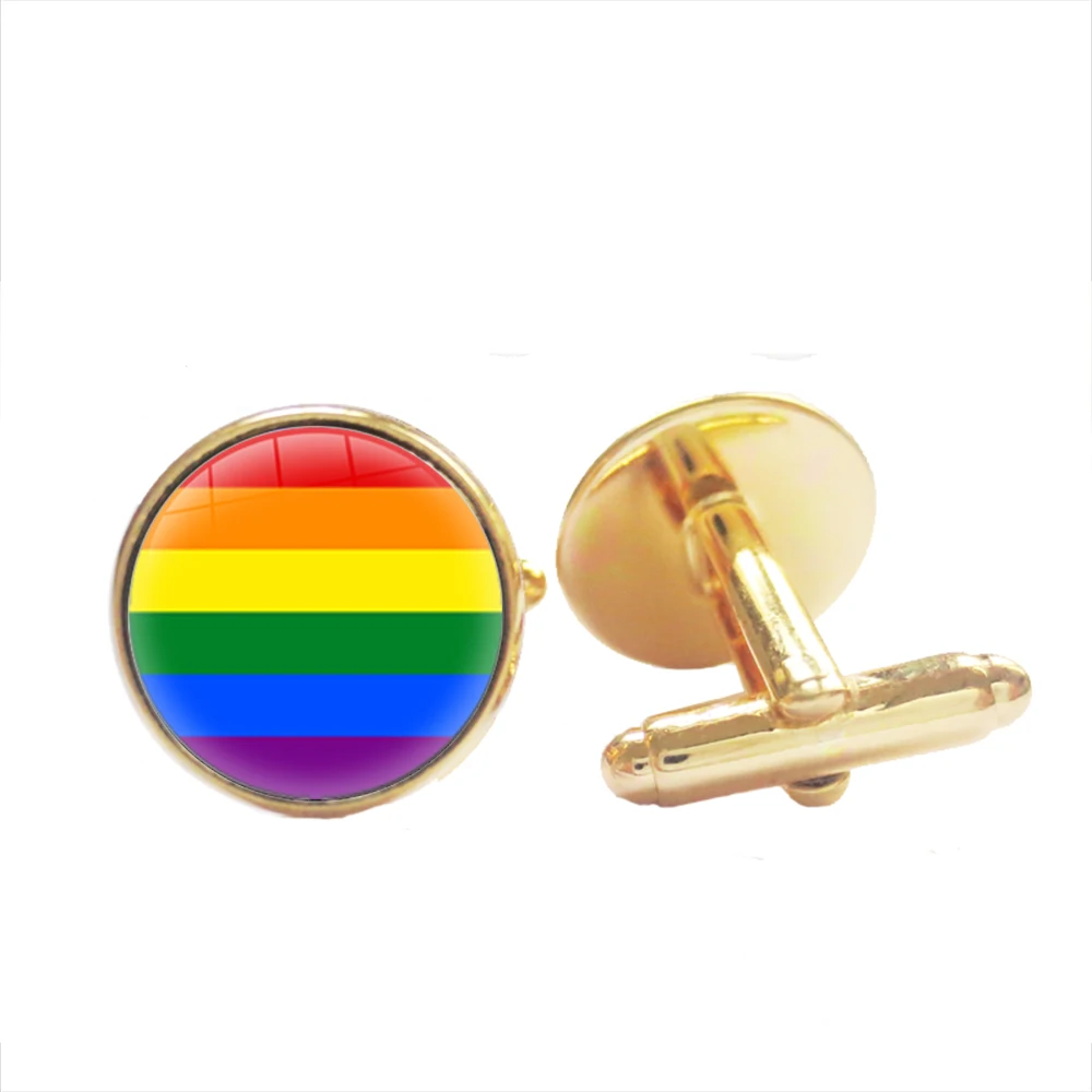 Nepal Rainbow Cufflinks Lesbians Gays Cuff Button Bisexuals Transgender  Silver Plated Wedding Cuff Links