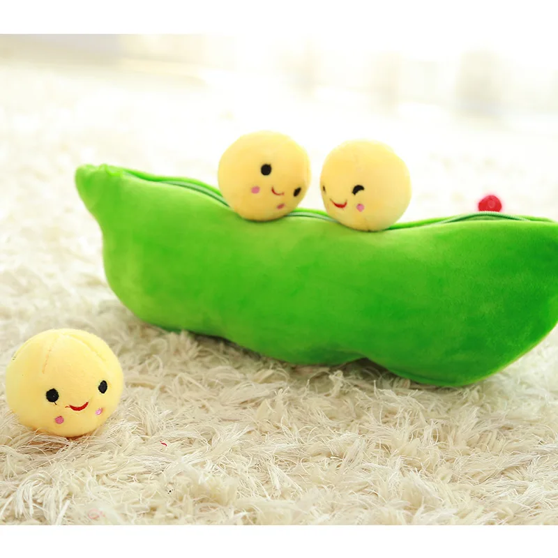 new 40-50CM pea pod cute filled plant doll child plush toy pea pillow toy 3 bean belt cloth bag creative plush toy 2 color WJ096