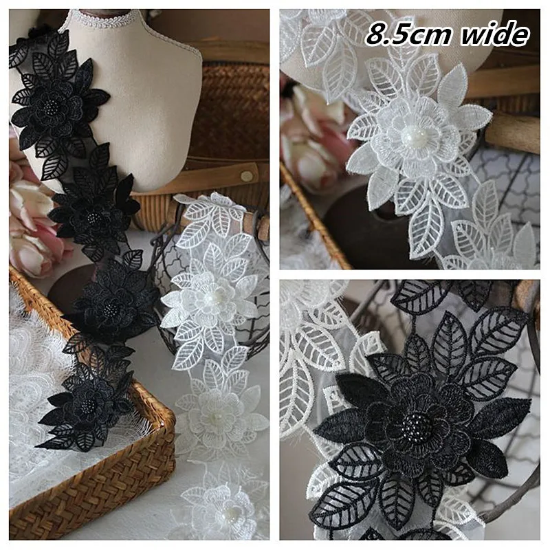 5 Pieces Of High-quality Organza Embroidery Beaded Lace Flower Applique DIY Clothes Skirt Hat Headwear Dress Patch Accessories