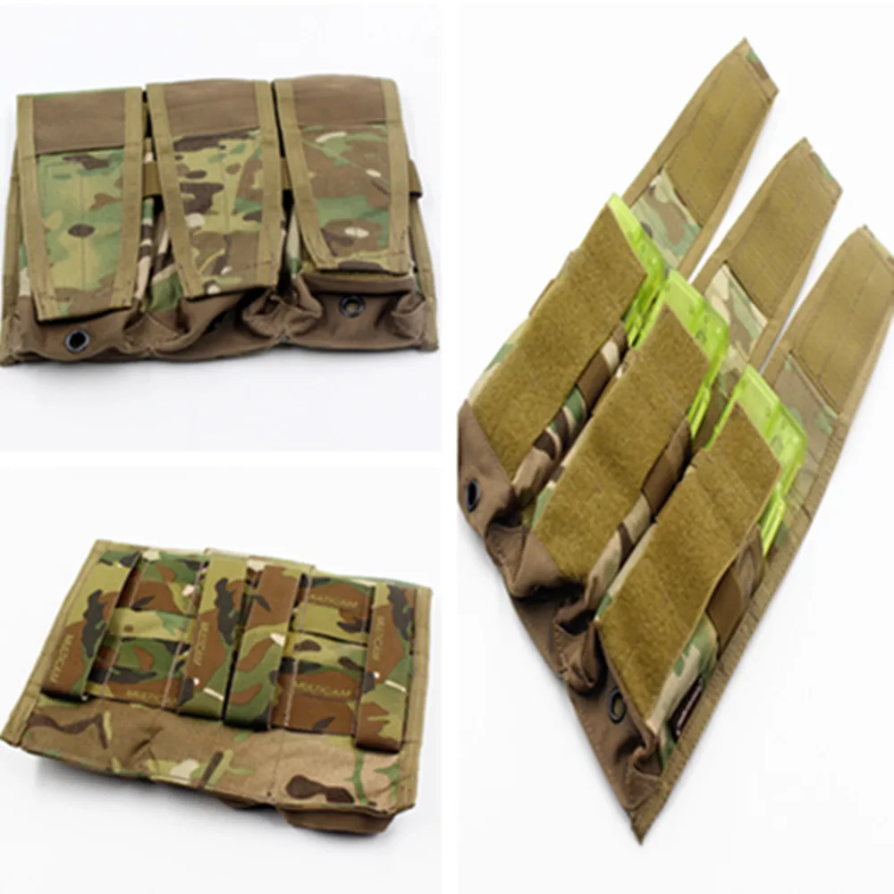 Emersongear-Triple Flap Magazine Pouch, Combat EMERSON Modular MAG Pouch, Multicam Black, Coyote ATFG, EM6365