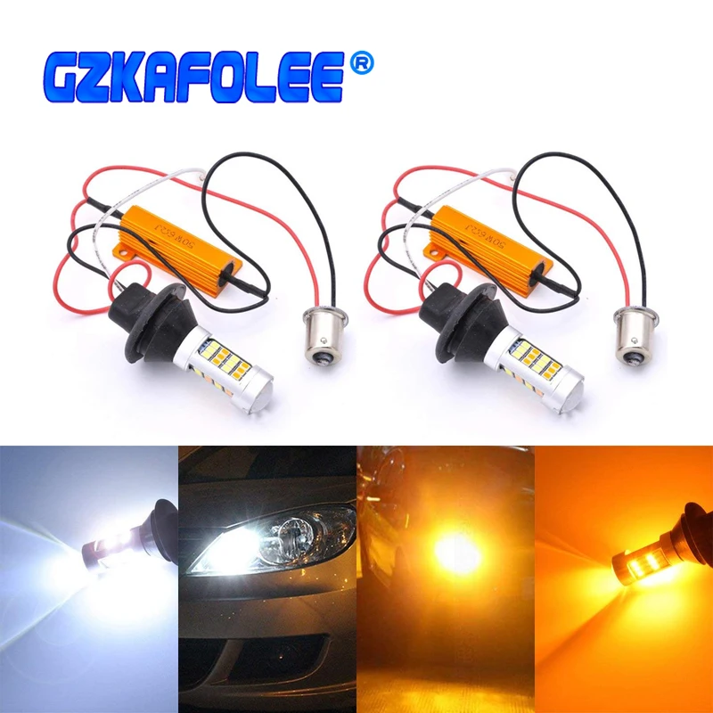 ba15s BAU15S 1156 p21w s25 42led T20 W21W WY21W 7440 light Daytime Running Light+Turn Signal Dual Mode DRL LED External Lights