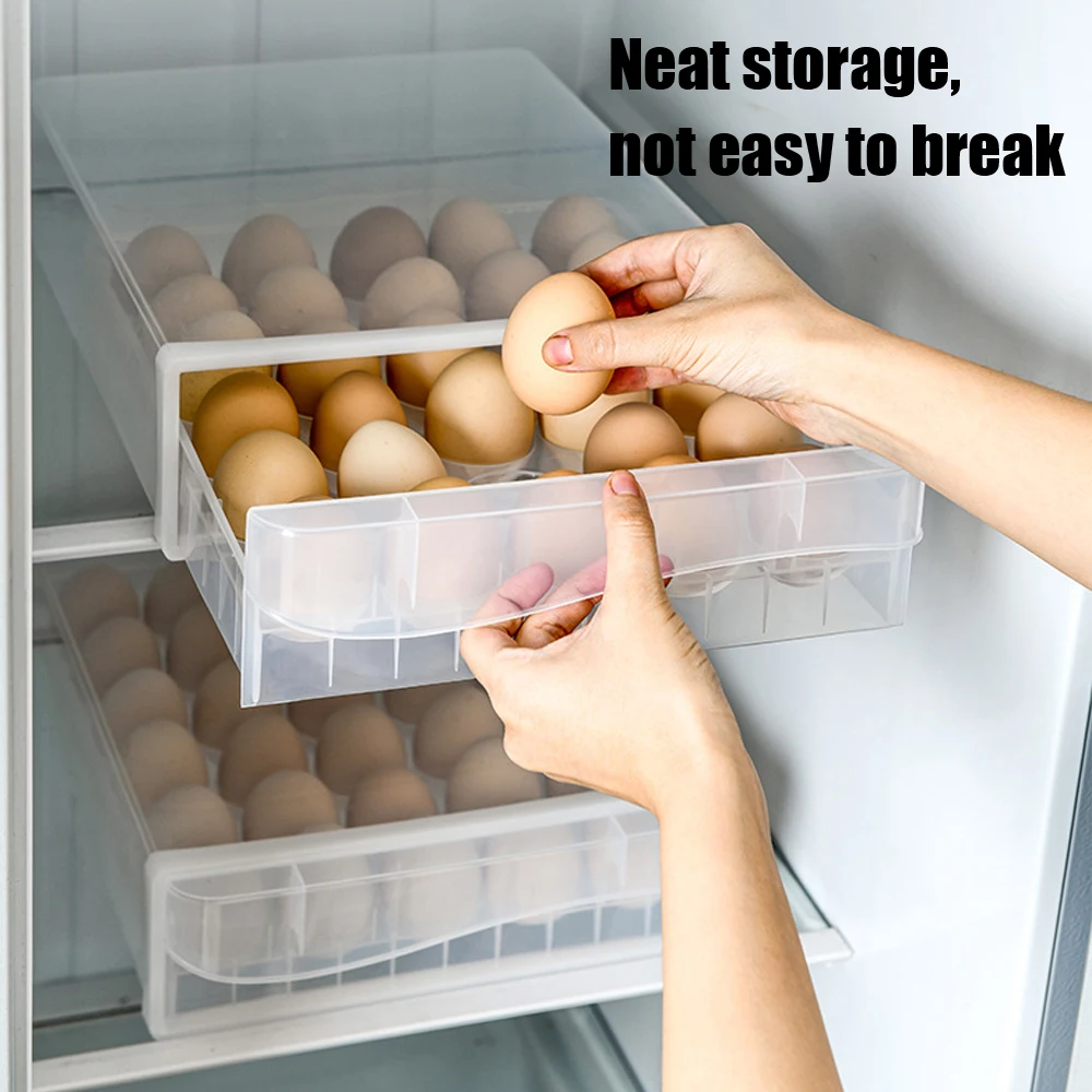 Kitchen Supplies Transparent Refrigerator Egg Holder Organizer Egg Storage Box Drawer Box Case Double Layer Egg Tray