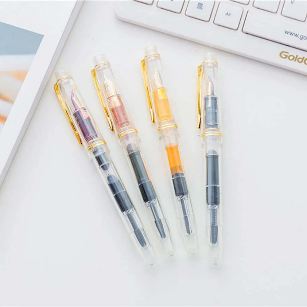 Yong Sheng 3001 FOUNTAIN PEN classic plastic Transparent ink color Spin Twist EF Stationery Office school supplies Writing