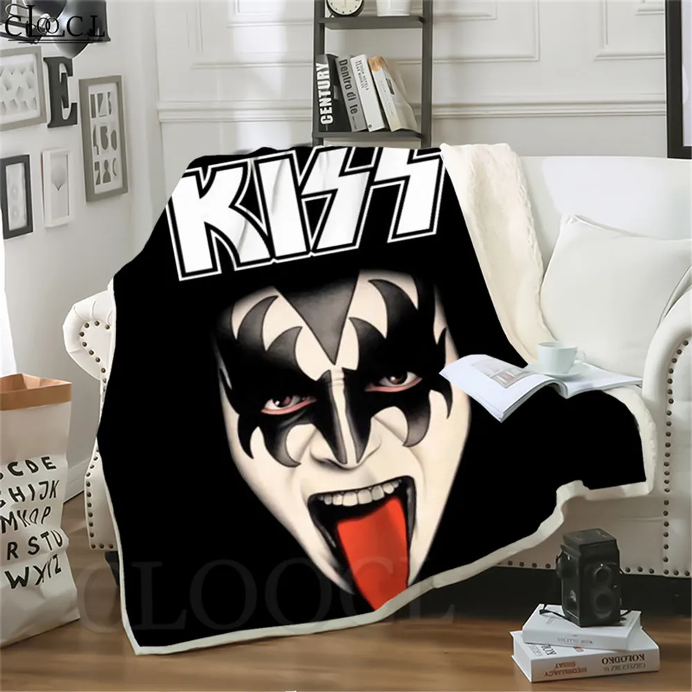 

Двухслойные одеяла для кровати KISS Rock Band, 3D одеяло, детское плотное одеяло, домашний диван для подростков, модные дорожные пледы