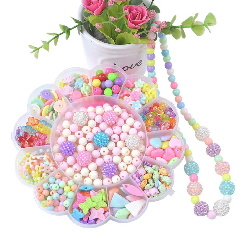 

DIY Beads Kids Handmade Beaded Toy with Accessory 1 Set Children Creative Girl Weaving Bracelet Jewelry Making Toys Gift