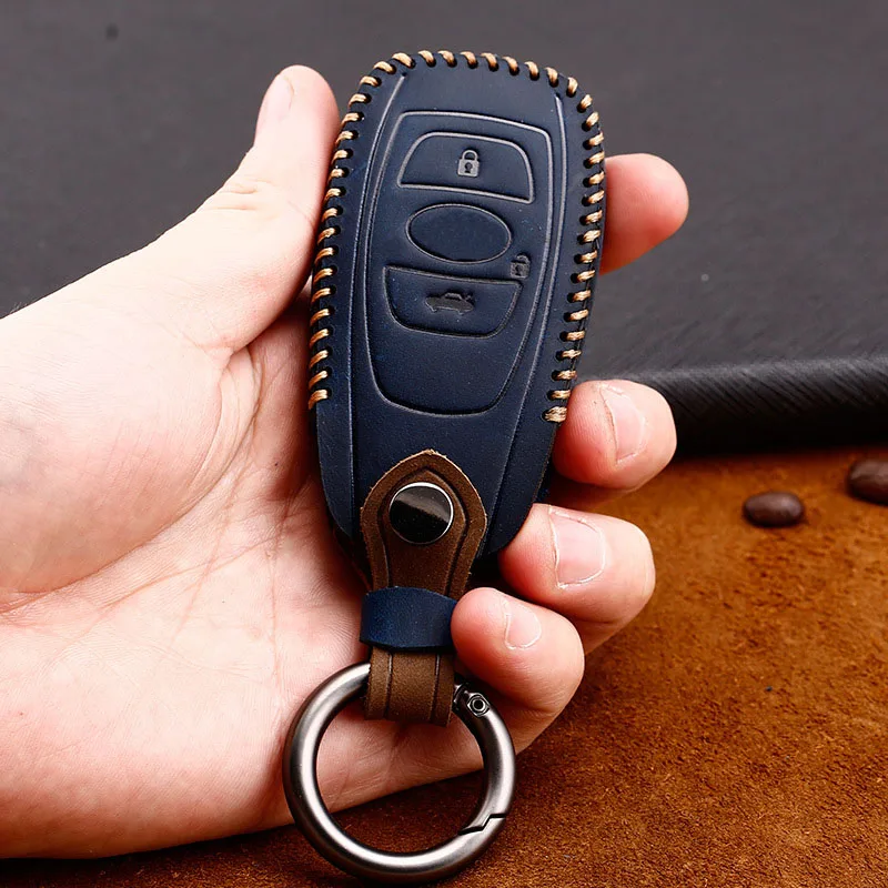 Leather Car Key Cover for Subaru Legacy XV Forester Outback BRZ SIT Accessories Auto Remote Key Shell Case Protector Covers