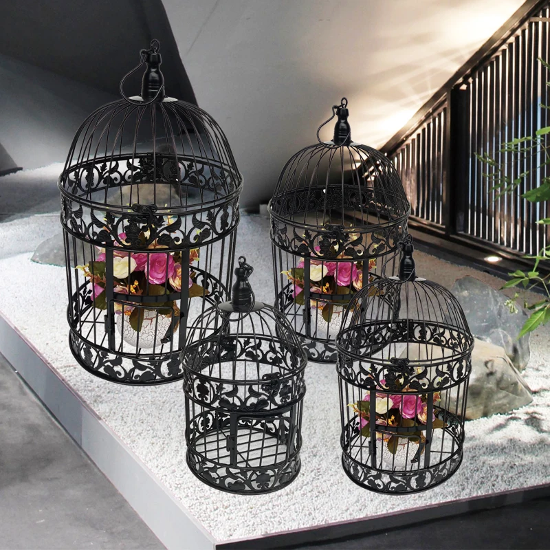 Iron Bird Cage Decoration Family  Cage Hanging Flower Frame Bird Cage Prop Wedding bird cage decoration