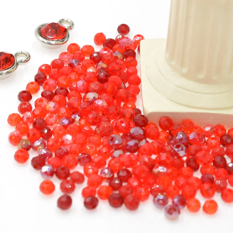 Dark Red Shining Multicolor 4/6mm Crystal Beads Rondelle Shape Jewelry Findings Earring Glass Quartz Charms Bracelet Accessories