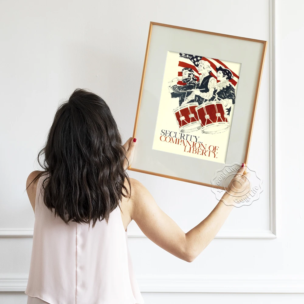 American Inspiring Positive Publicity Poster, Security Companion Of Liberty Motivational Art Print, Vintage Wall Picture Decor