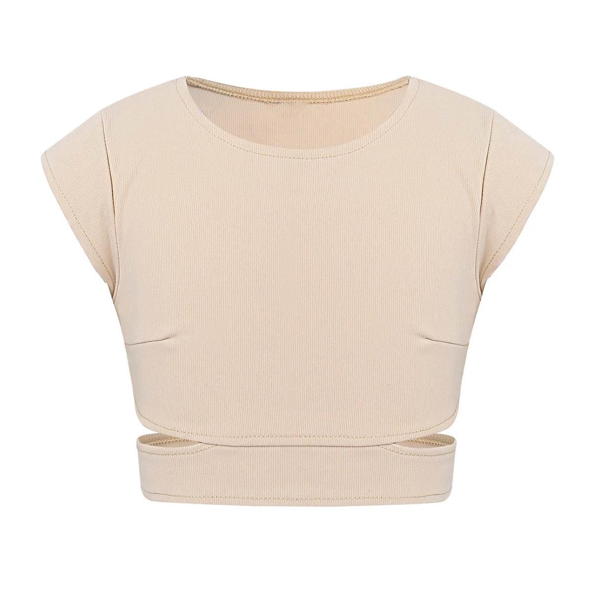 6-14 bambini ragazze maniche a cappuccio intaglio canotte canotte reggiseno Top bambini Crop Top per balletto danza Stage allenamento abbigliamento