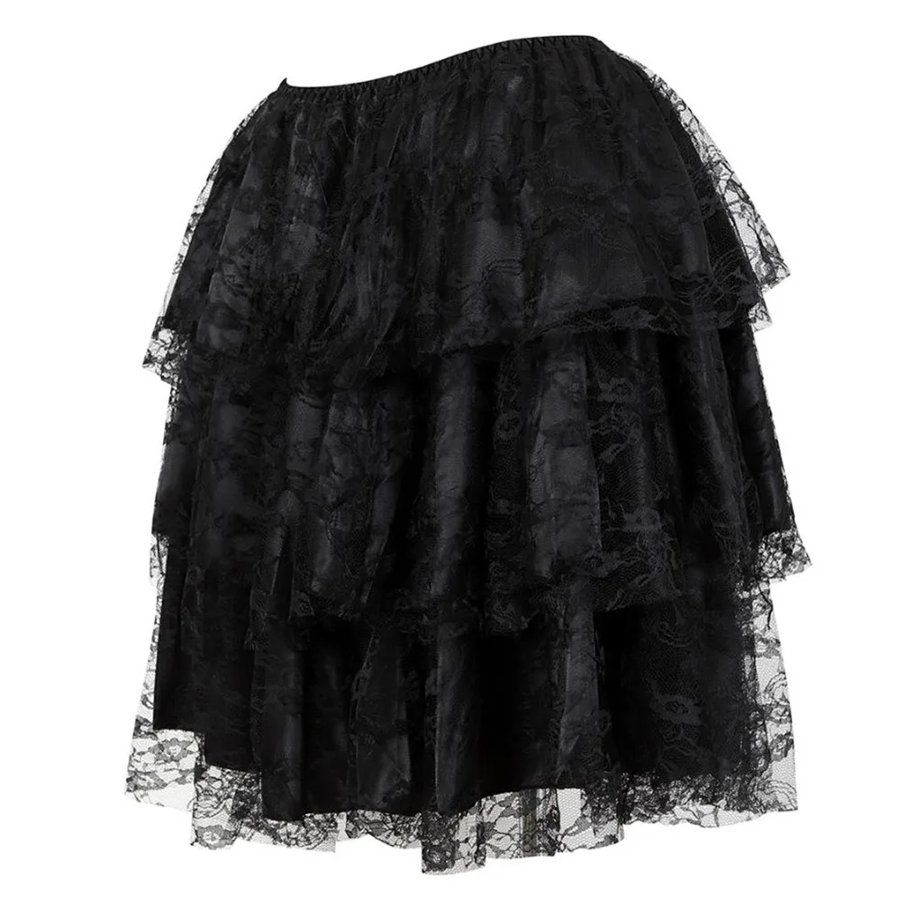 Sexy Kostuum Rok Vrouwen Drie Lagen Rok Ruffly Met Kant Tulle Geplooide Rok Showgirl Night Party Rokken Match Corset S-6XL