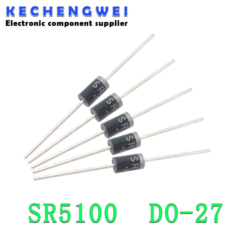 20PCS schottky diode SR5100 5A/ 100V DO -27 SB5100