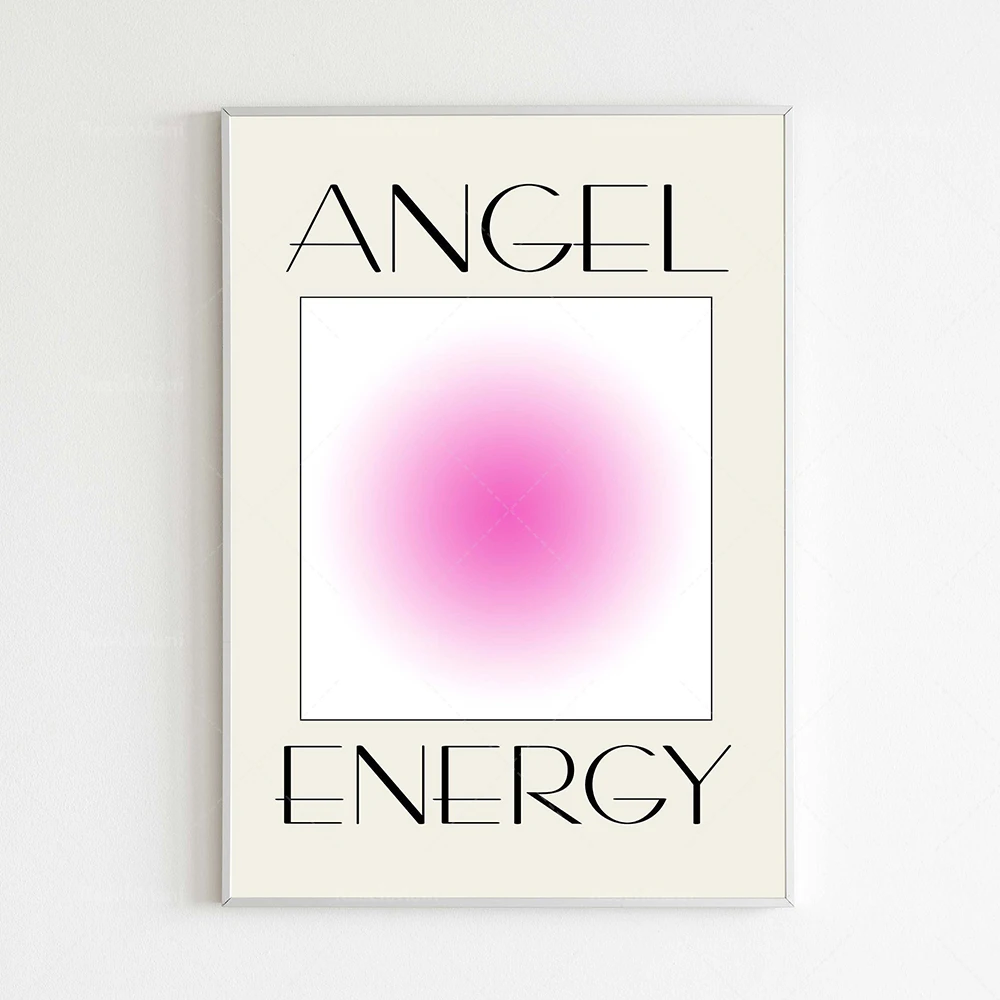 Angel energy print poster wall art retro gradient color home decoration wall print inspirational halo print, retro art pink holo