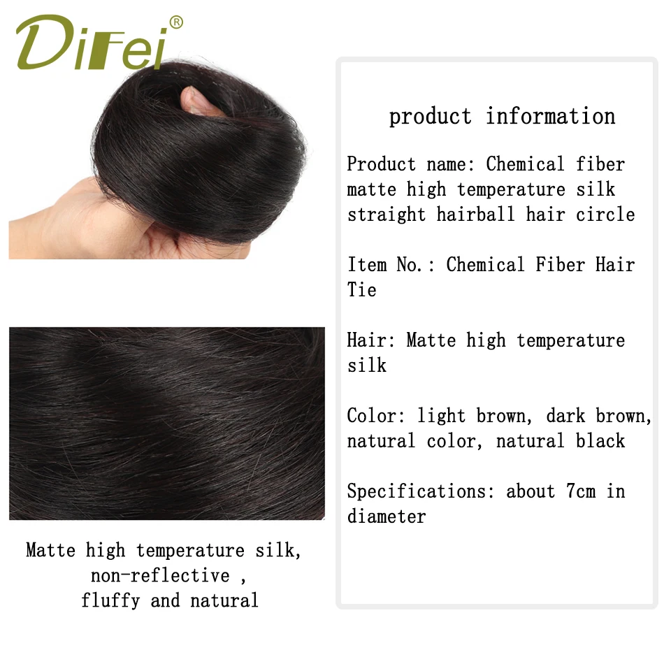 DIFEI Synthetic Straight Hair Bun Donut Hair Ring Hair Wig Ring Messy Wig Fluffy Natural Hairpieces for Women Black Brown