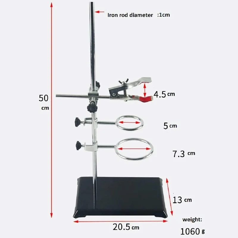 Product Image Laboratory Grade Metalware Set-with Support Stand 2Retort Rings Rod(Length19.7